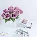 LVEFIT 12pcs Artificial Rose Flower Mauve Rose Flower with Long Stem Silk Roses Bouquet for Wedding Bridal Shower Party Home Decoration