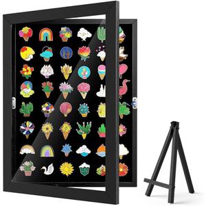 Enamel Pin Display Case, 13" X 9.5" Pin Collection Display for Wall and Tabletop Display, Black Pin Display Board for Enamel Pins, Wall Hanging Pin Holder Display