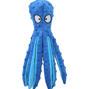 HGB Squeaky Dog Toys - Octopus No Stuffing Crinkle Plush Large Dog Toys to Keep Them Busy, Interactive Puppy Teething Chewing Pet Supplies for Chewer, Small, Medium, Large Breeds, Blue