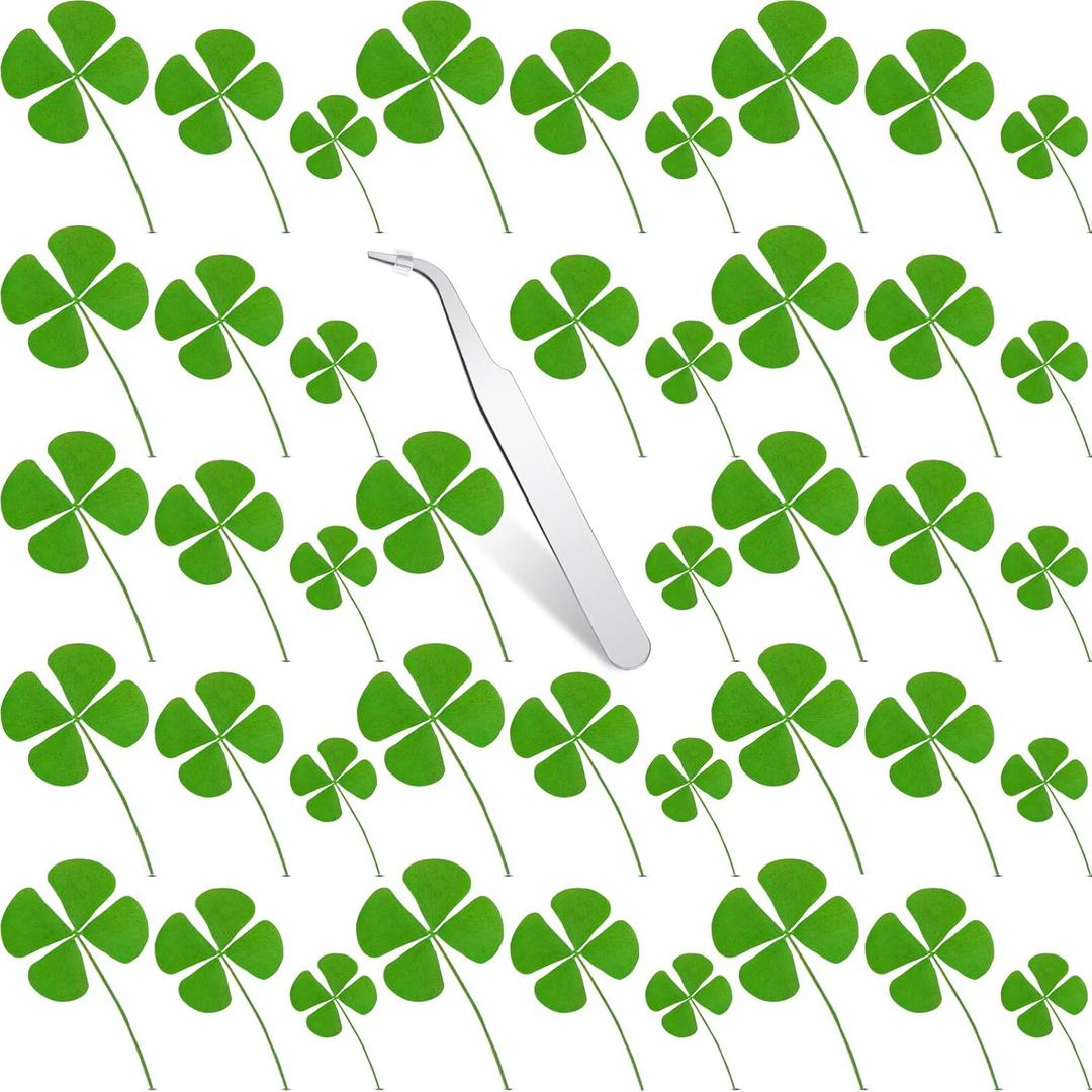 240 Pcs Dried Four Leaf Clover 4 Leaf Clover for Art DIY Crafts Embellishment Decors Resin Pressed Real Dried Pressed Flowers for DIY Jewelry Making Art Craft, 3 Sizes