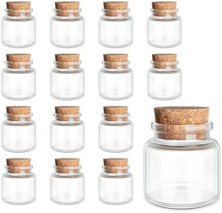 JIUYUE 16 pcs 10 ml Glass Bottles with Cork,Small Glass Vials,Storage Bottles for Liquids(0.35 oz-1.18x1.18 inch)