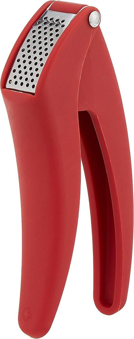 Kuhn Rikon Easy-Clean Garlic Press, No Need to Peel, 7 Red