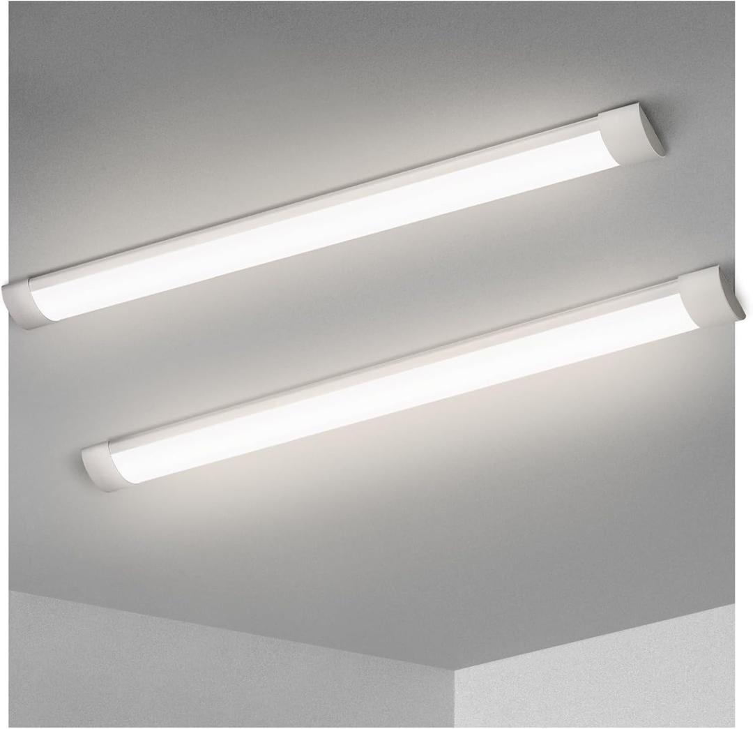 KILIPOL 3FT LED Batten Light, Ceiling Surface Mounted Slim LED Tube Lights, 30W 4000K Neutral White for Office, Shop, Garage, Home, 2 Packs