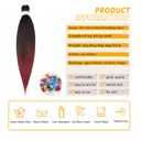 Braiding Hair Pre Stretched for Women Hair Extensions Box Braids Soft Synthetic Knotless Yaki Texture Hot Water Setting Braid Black to Red (24inch 3Packs)