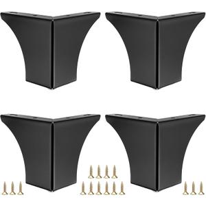 OwnMy 4PCS Metal Furniture Legs 4 Inch Black Sofa Legs Dresser Legs, Modern Ottoman/Coffee Table Legs Metal Cabinet Chair Risers, Heavy Duty Triangle Couch Legs Corner Furniture Replacement Feets