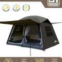 Three Bears 6-Person Tent, 3000mm Waterproof Double-Layer Tent with Room Dividers, Family Tent with Color-Coded Connection Buckles, Front and Rear Vestibules Can Be Set Up as Sunshade Canopies (Dark Green)