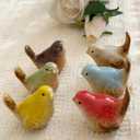 LWINGFLYER 6PCS Ceramic Bird Figurines, Multi-Color, 2.2inch Mini Birds Garden and Home DecorStatues Decor for Garden Living Room Bedroom Office, Birds Landscape Accessories