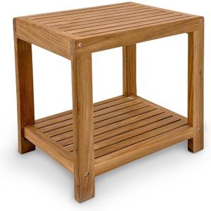 StrongTek Premium Teak Shower Bench, Durable Spa Stool with Storage, Comfortable Seating for Showering, Elegant Bathroom Furniture, Ideal for Seniors, Perfect for Shower, Bath, or Garden Use