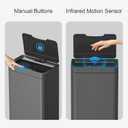Mbillion Automatic Trash Can - 15 Gallon Motion Sensor Stainless Steel Smart Trash Can With Lid Rectangular Touchless Garbage Can for Kitchen, Bedroom, Home Office - Dark Gray