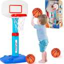 Toddler Basketball Hoop Indoor for Age 1-3, Adjustable Kids Basketball Hoop, Mini Basketball Hoop with 3 Balls for Outdoor Poolside, Birthday Christmas Sport Toys Gift for Baby Boys Girls Age 1 2 3 4 (Blue)
