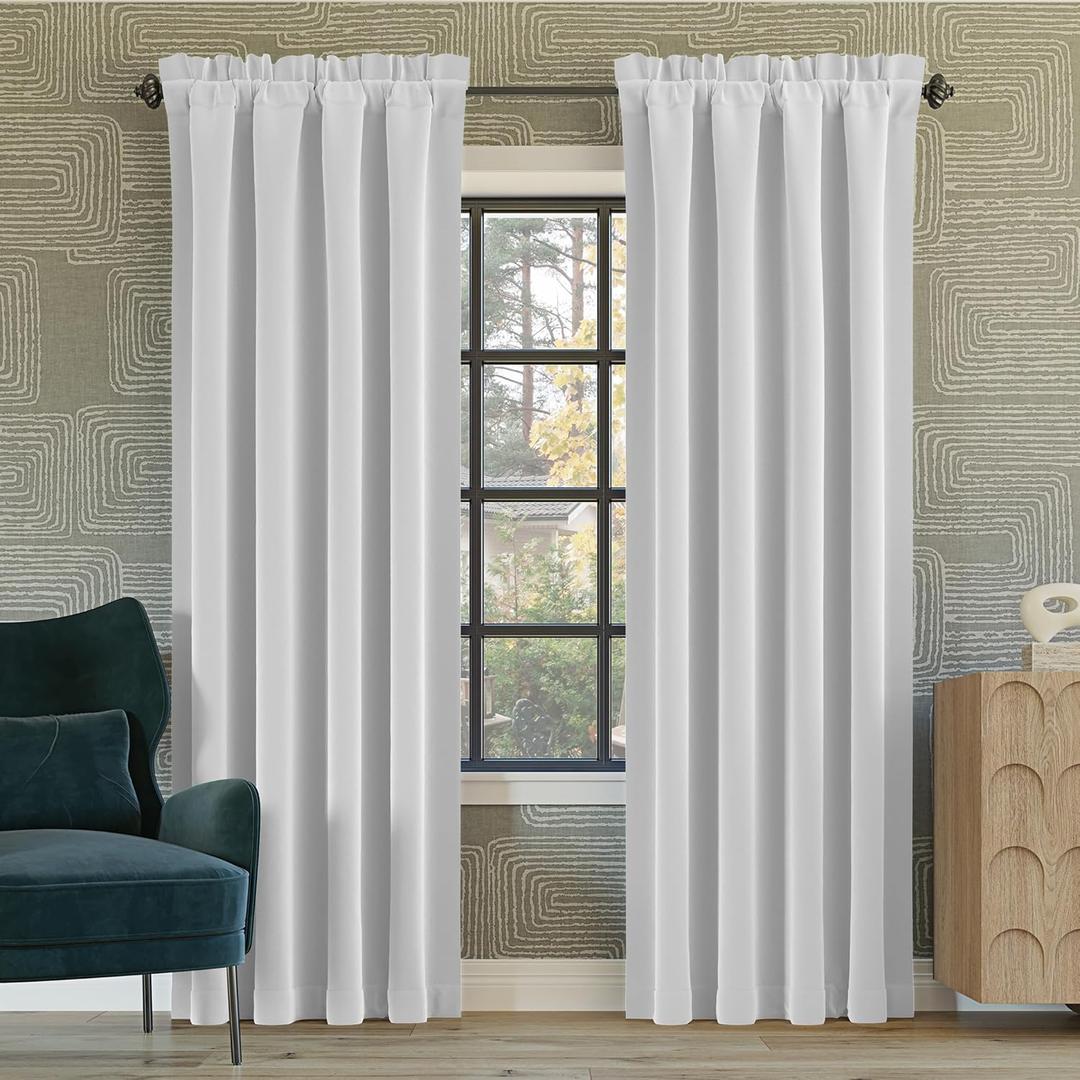 Sun Zero Oslo Theater Grade Extreme 100% Blackout Rod Pocket Curtain Panel, 52" x 63", White