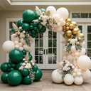 Emerald Green and Gold Balloon Arch Kit – Double Stuffed Dark Green, Cream White and Metallic Gold Balloons for Birthday, Graduation, Jungle, Safari, Wedding, Baby Shower, Fall Party Decor, 9.17 x 9 x 0.78 inches