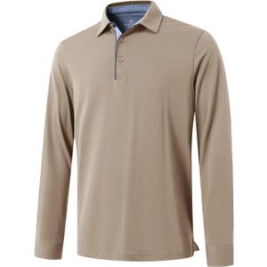 Men's Business Long and Short Sleeve Polo Shirts Mercerized Cotton Blend Casual Stylish Collared Shirts (XL)