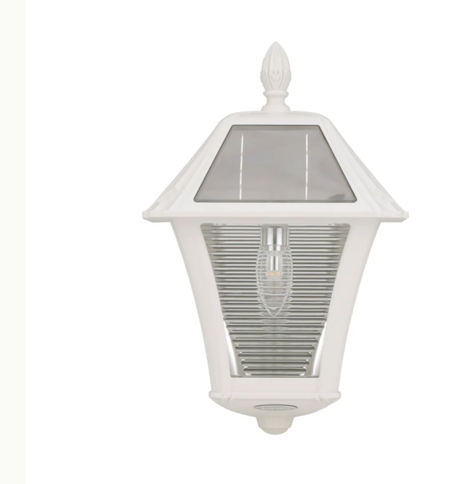 Gama Sonic Solar Outdoor Light Sconce, Baytown II Bulb, Warm-White LED,  White Resin, Classic Traditional Design, Wall Mount, 2-Pack (105BP250040)