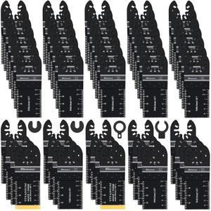 Bionso 55PCS Oscillating Saw Blades, Professional Universal Titanium Multitool Blades for Wood Plastics Metal, Quick Release Multi Tool Kits Fit Dewalt Ryobi Milwaukee Rockwell Fein Makita