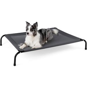 50" Lx32 Wx8 H Cooling Elevated Dog Bed for Large Dogs with Non-Slip Floor Protectors & Breathable Mesh, Raised Indoor & Outdoor Dog Cot Pet Hammock, Grey