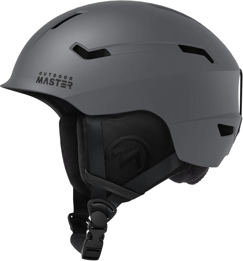 OutdoorMaster Deer Ski Helmet,Snowboard Helmet for Adults - Durable PC Shell, Protective EPS Foam & 12 Cooling Vents -Snow Helmets for Men, Women & Youth (Small, Matte Grey)