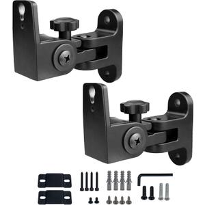 Speaker Wall Mount, All Aluminum Speaker Mount Wall Bracket for Small Speakers,Swivel & Tilt,Hold up to 30lbs,HD-318(2Packs Black)
