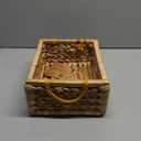 Water Hyacinth Storage Baskets For Organizing, Wicker Baskets For Storage With Macrame Handle, Small Woven Basket Small Wicker Blanket Basket For Organizing, Rectangular Woven Blanket 12x9x5 In