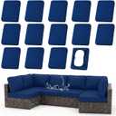 hyha Waterproof Outdoor Cushion Covers for Patio Furniture, Stretch Patio Chair Cushion Slipcovers, Coated UV Resistant Replacement Seat Covers, Solid Color (Navy, 14PC)