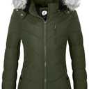 FASRYKOC Women's Quilted Puffer Jacket Removable Faux Fur Hooded Long Puffer Coat Lightweight Full-Zip Puffer Jacket, XL