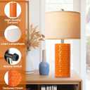 PARTPHONER 23" Modern Ceramic Table Lamp Set of 2, Table Lamps for Living Room, Rustic Farmhouse Bedside Lamps Nightstand lamp for Bedroom, Desk Lamp for End Table Home Decor Orange