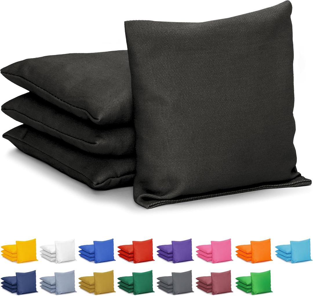 GoSports Classic Cornhole Bean Bags Set of 4-16 Colors - Regulation All Weather, Mix and Match, (Black)