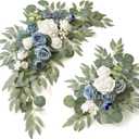 Wedding Sign Faux Flower Swag (Pack of 2) for Ceremony Party Reception Entrance Floral Decor Wall Easel Stand for Wedding Poster Welcome Sign(Blue)