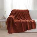 Aormenzy Red Brown Knit Throw Blankets Oversized Cable Knit Decorative Throw Blanket Soft Cozy Knitted Blanket for Sofa Couch Bed, 60" x 80"
