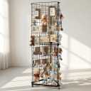 Brobear Triangular Gridwall/Wire Grid Panel Display Stand with Base and Caster, Extra-Large Size Wire Display Rack 24"x68"Display Racks for Vendor Events ,Art Show Display Panels and Home Organization