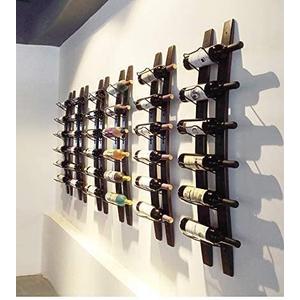 DCIGNA Wall Mounted Wine Rack, Barrel Stave Wine Rack, Imported Pine Wood and Metal Wine Bottle Holder Rack - 6 Bottles 40x7.6inch (Red Wine Color)