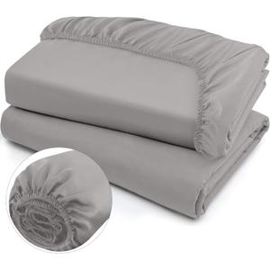 IR Imperial Rooms Fitted Sheet Queen Size - 2 Pack Premium 1800 Ultra-Soft Wrinkle and Fade Resistant Brushed Microfiber Fitted Sheets 360 All Around Elastic 16" Deep Pocket (Grey) (Queen (Pack of 2), Grey)
