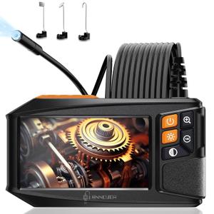 Borescope Camera with Light, 4.3" Hd 1920P IP67 Waterproof Industrial Endoscope, 8 Adjustable LEDs 16.4ft Flexible Semi-Rigid Cable for Home, Automotive, HVAC, Cool Gadgets for Men Mechanics