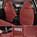 TIEHESYT Wine Red Car Seat Covers Full Set, Breathable Leather Automotive Front and Rear Seat Covers & Headrest for Comfortable Driving, Universal Auto Interior Fit for Most Kinds of Vehicles, Cars