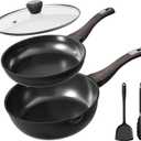 Nonstick Cookware Set, Titanium Coating Pan Set, Induction Cookware Oven Safe RV Kitchen Set, PFAS PFOA & PTFE Free, (8+11Inch with Lid)