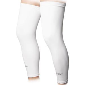 COOLOMG Sports Compression Leg Sleeve Basketball Football Long Knee Protection Knee Brace Undersleeve for Men & Women Youth (Small, White Pair)