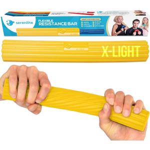 Serenilite Flexible Resistance Bar, Grip Strength Trainer, Resistance Band, Forearm Exerciser Workout, Flexible Bar for Tennis Elbow, Golfers Elbow, Physical Therapy, Pain Relief, Tendonitis, Recovery (Extra Light (Yellow)