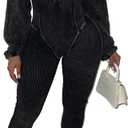 NRTHYE Women's Sexy One Piece Jumpsuit V-Neck Long Sleeve Casual Washed Ribbed Bodycon Corset Romper Club Outfits (Large, 01black)