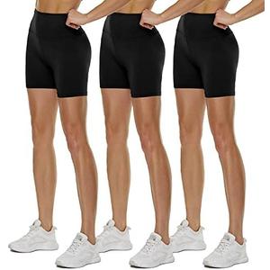 2Pack High Waisted Biker Shorts for Women – 3"/ 5"/ 8" Black Workout Yoga Compression Novelty Shorts for Running Size S/M, Black 