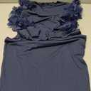 Fastkoala Women's Sexy Ribbed Bodycon Dress Lace Long Sleeve Slim Fit Midi Dress Turtle Neck Night Club Party Dresses Navy Blue, Size M
