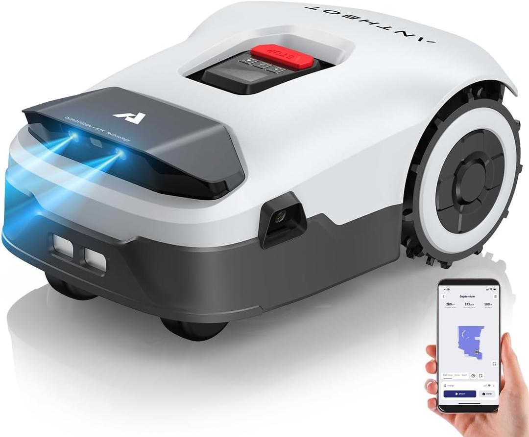 Robot Lawn Mower NO Wire - 0.22 Acre, Full Band RTK+4-Eye Vision Robotic Lawnmower, Automatic Mapping, 20 Multi-Zone Management, Accurate Obstacle Avoidance, Intelligent Path Planning, APP Control