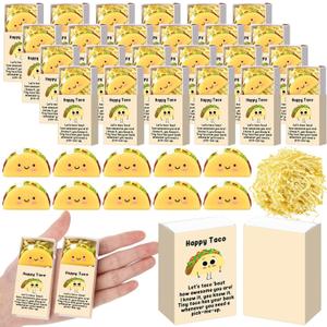 Wettarn 100 Sets Taco Positive Gifts Cute Stress Balls with Support Boxes Mexican Party Favors for Cinco De Mayo Fiesta Gifts Employee Coworker Friends Office Desk Decor