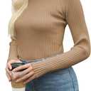 Womens Tops Fall Sweatshirts Long Sleeve Shirts for Women Sweaters Fashion 2024 Dressy Casual Crew Neck Outfits Clothes Trendy Laides Tunics Toffee Large (L)