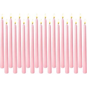 20-Pack Baby Pink Taper Candles Unscented, 10 Inch Tall Dinner Table Candles for Wedding Centerpieces, Bulk Candlesticks Long Burning Smokeless Dripless, Romantic Decorative Candles for Home Decor