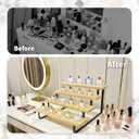 3 x Bamboo Display Risers, 4 Tier Cologne Stand Perfume Organizer for Men, Large Cupcake Dessert Shelf for Party, Riser Stand for Decoration and Organizer, Party, Makeup, Figures, Cupcake