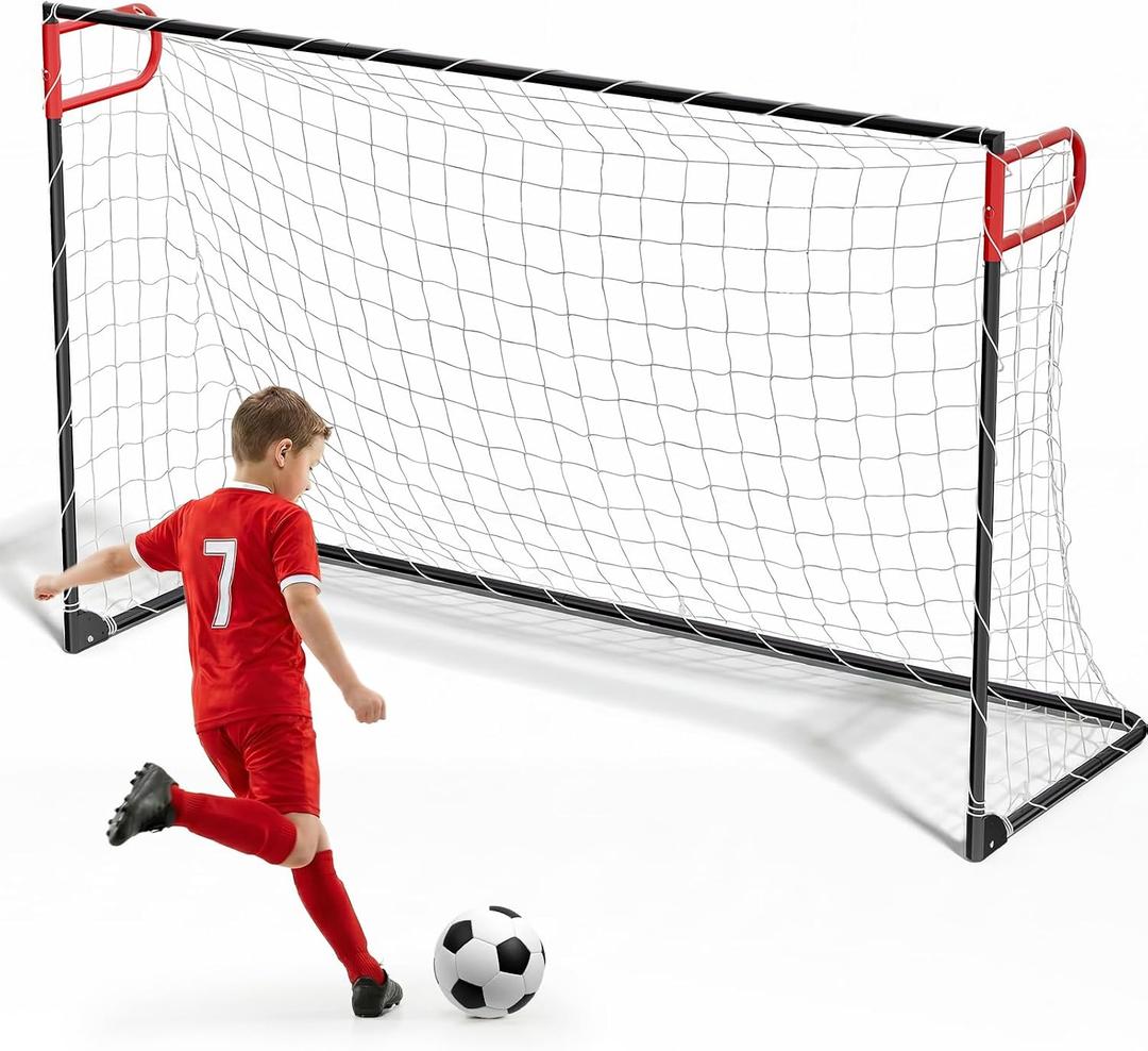 SPOYNAL 8x5 FT Soccer Goal for Backyard | Foldable Soccer Net with Metal Frame | Portable Training Goal for Home Practice, Park & Beach Use