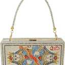 pearl&she Diamond Women Evening Handbags Purse Minaudiere Clutch Bag,Stack of Cash Dollars Crystal Clutch Purses (Sliver Poker)