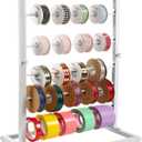 6 Tier Ribbon Organizer Rack - Metal Large Capacity Ribbon Holder for Craft Ribbon Washi Tape Arts & Crafts Supplies, Ribbon Storage Ribbon Rack for Craftroom, Florist Arts Wrapping, Cake Shop(White)