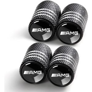 Tire Valve Stem Caps for Mercedes Benz AMG Metal Car Wheel Air caps Auto Valve Stem Caps Accessories 4 Pack Black