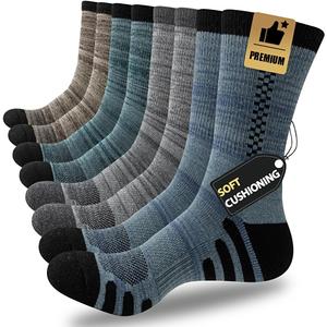 JOYNÉE 8 Pairs Mens Crew Athletic Work Long Socks Calf Cushioned Socks for Sports Running Workout Gym, Multicolor 1, Sock Size:10-13